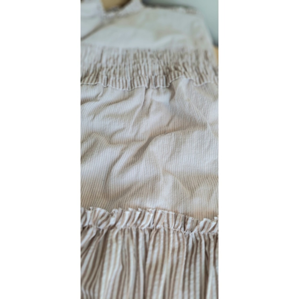 POL Womens Large Ivory Taupe Striped Tiered Sundress Smocked Empire Waist Boho - Picture 8 of 10